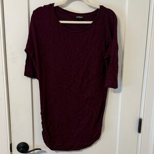 Express Women's Deep Burgundy Long Sleeve Top